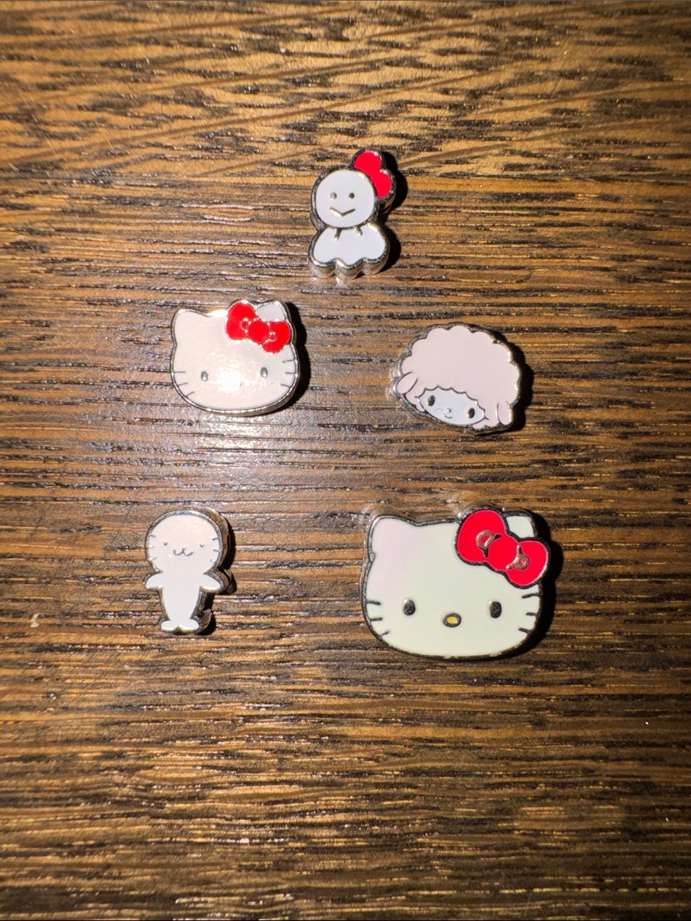 Hello Kitty Charm Pins in White and Red Accents